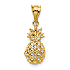 14k Yellow Gold 3-D Pineapple Pendant 1/2in