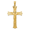 14k Yellow Gold Diamond-cut Crucifix Cross Pendant 2in