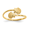 14k Yellow Gold Bypass Double Shell Ring