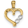 14k Yellow Gold Rhodium-plated Infinity Heart Pendant 1/2in