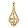 14kt Yellow Gold 1in Fleur De Lis Drop Pendant