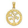 14k Yellow Gold One Family Many Hearts Tree of Life Pendant