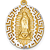 14k Two-Tone Gold Small Oval Our Lady Of Guadalupe Pendant