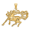 14k Yellow Gold Dancing Horse Pendant 1in