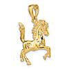 14k Yellow Gold 3-D Dashing Horse Pendant 7/8in