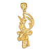 14k Yellow Gold 3-D Deer Head with Antlers Pendant 1 1/4in