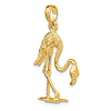 14k Yellow Gold 3-D Textured Flamingo Pendant 7/8in