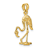 14k Yellow Gold 3-D Textured Flamingo Pendant 5/8in