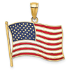 14k Yellow Gold Enamel American Flag Pendant 3/4in