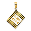 14k Yellow Gold 3-D Cook Book Charm with Black Enamel