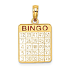 14k Yellow Gold Bingo Charm with White Enamel