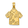 14k Yellow Gold Hawaiian Shirt Pendant with Pineapples