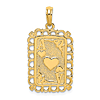 14k Yellow Gold Ace of Hearts Card Pendant 7/8in