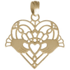 14k Yellow Gold Heart Claddagh Pendant with Cut-out Design