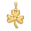 14k Yellow Gold Three Leaf Clover Pendant 3/4in