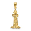 14k Yellow Gold Lighthouse Pendant with Seagulls 3/4in