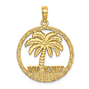 14k Yellow Gold Puerto Rico Palm Tree Disc Pendant