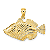 14k Yellow Gold Trigger Fish Pendant with Stripes 5/8in