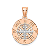 14k Rose and White Gold Nautical Compass Pendant 5/8in