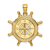 14k Yellow Gold Ship's Wheel with Compass Pendant 7/8in