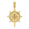 14k Yellow Gold Nautical Compass Pendant with Starburst Frame 1in