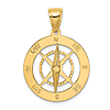 14k Yellow Gold Nautical Compass Pendant with Moving Needle 3/4in