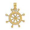 14k Yellow Gold Ship Wheel Charm 5/8in