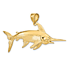 14k Yellow Gold 3-D Polished and Satin Swordfish Pendant