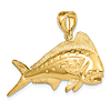 14k Yellow Gold 3-D Female Mahi-Mahi Pendant 3/4in