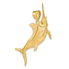 14k Yellow Gold 3-D Marlin Pendant 2in