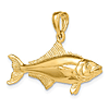 14k Yellow Gold 3-D Large Cobia Fish Pendant