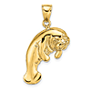 14k Yellow Gold Manatee Pendant 3/4in