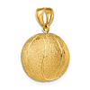 14k Yellow Gold 3-D Textured Basketball Pendant 3/4in