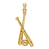 14k Yellow Gold Baseball Bats and Ball Pendant 1.25in