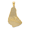 14k Yellow Gold Barbados Island Map Pendant 1in