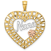 14k Yellow And Rose Gold NANA Heart Pendant With Flowers