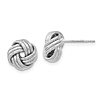 14k White Gold Love Knot Polished Diamond-cut Earrings