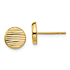 14k Yellow Gold Textured Button Earrings