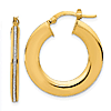 14k Yellow Gold Slender Glitter Infused Hoop Earrings 1in