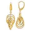 14k Yellow Gold Five Circles Dangle Leverback Earrings