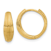 14k Yellow Gold Tapered and Grooved Hoop Earrings 5/8in