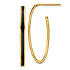 14k Yellow Gold Black Enamel Oval J Hoop Earrings