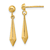 14k Yellow Gold Long Kite Dangle Post Earrings