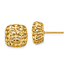 14k Yellow Gold Mesh Square Button Earrings