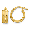 14k Yellow Gold Polished and Satin Round Huggie Hoop Earrings