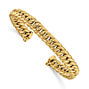 14k Yellow Gold Curb Link Cuff Bangle Bracelet