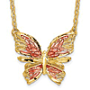 14k Yellow Gold Butterfly Necklace with Pink Enamel