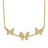 14k Yellow Gold Butterflies Bar Necklace