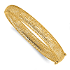 14k Yellow Gold Italian Polished Textured Hinged Bangle Bracelet