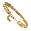 14k Yellow Gold Bypass Design Diamond-cut and Textured Bangle Bracelet